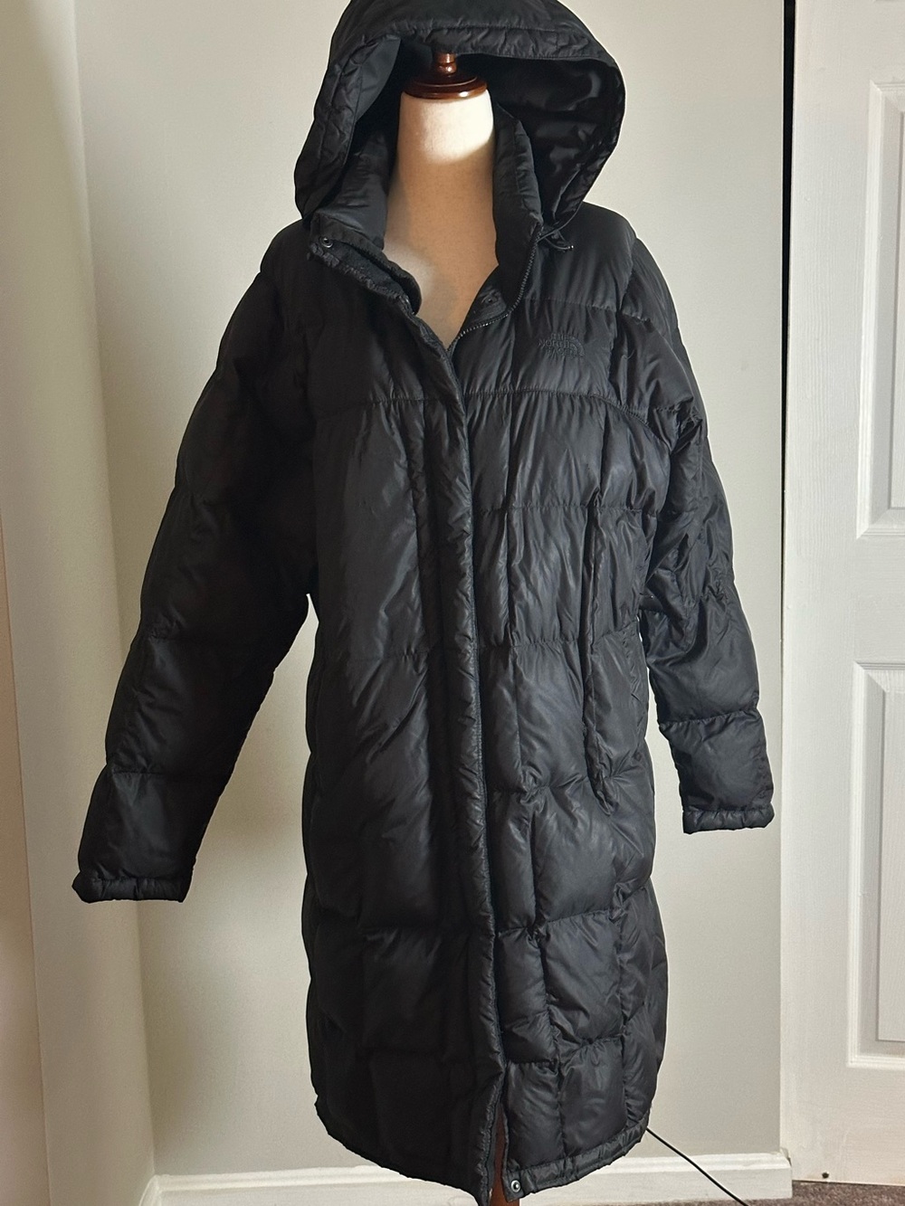 The North Face Black Long Hooded Puffer Coat XL